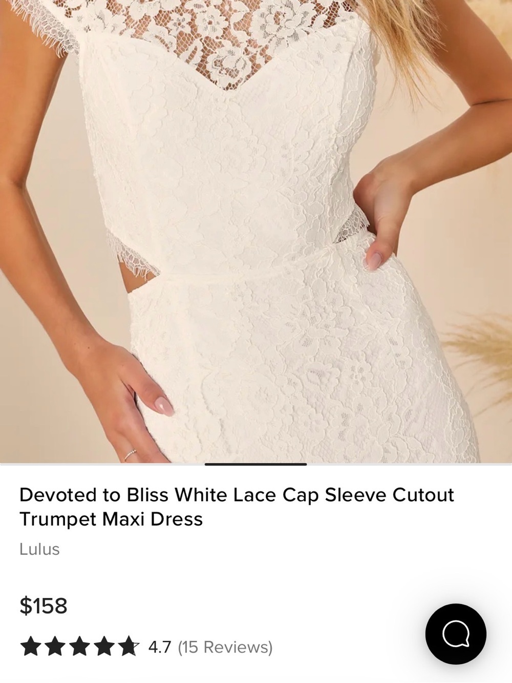 Lulus Devoted To Bliss White Lace Cap Sleeve Cutout Trumpet Maxi Dress - Size L - Picture 6 of 6